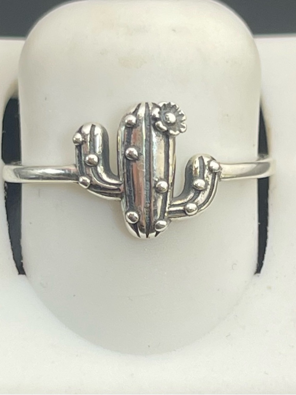 Size 8 sterling silver cactus ring